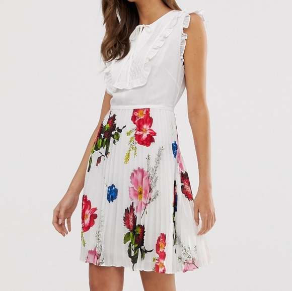 🔥HP🔥NWT TED BAKER PLEATED BIB SKIRT DRESS - Picture 5 of 11